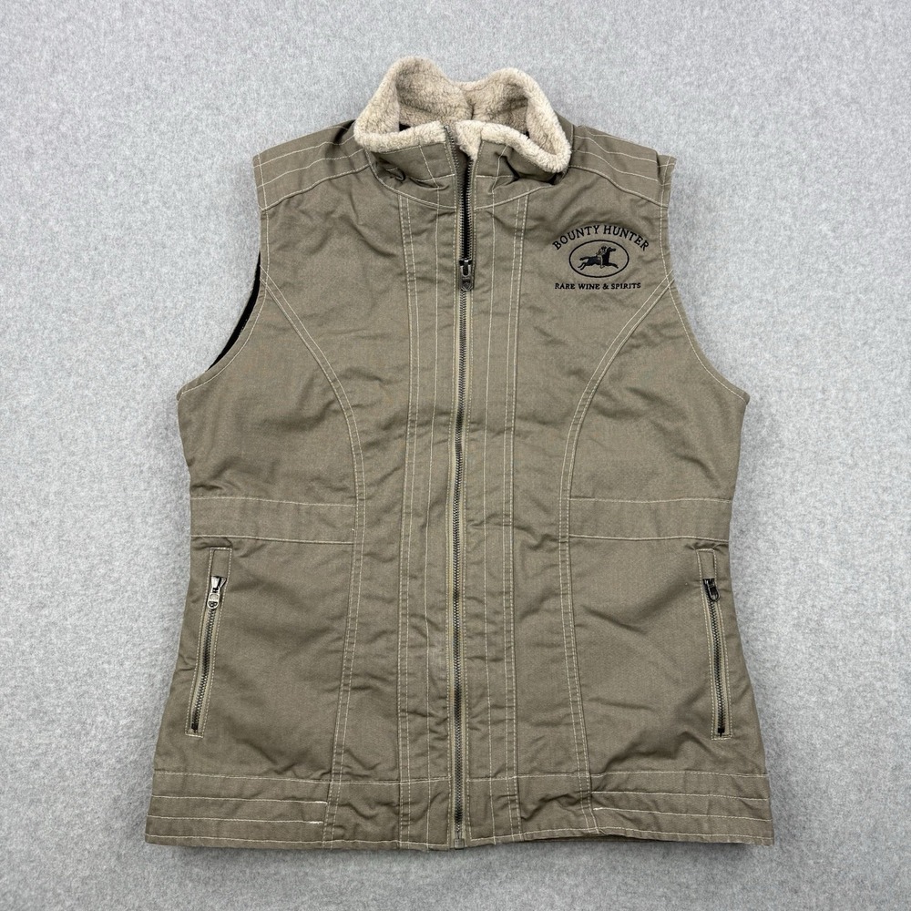 Kuhl Vest Womens Brown Vintage Patina Dye Burr Quilted Lined Full Zip Outdoors